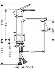 Смеситель для раковины Hansgrohe Rebris S 72517000 однозахватный, излив 109 мм, донный клапан, хром — миниатюра 2