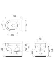 Унитаз подвесной Cielo Smile SMVSNW 350х530х270 без сиденья, цвет: Cemento — изображение 2