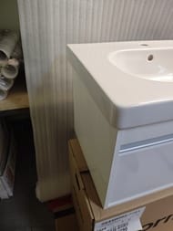 Уценка! Тумба с раковиной Duravit Ketho 650х485x465 подвесная, белый глянцевый KT006202222 - уценка. — изображение 4