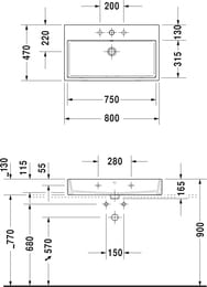 ���������� Duravit Vero Air 800�470 ��� ��������� ��� ���������, � ��������� 2350800060
