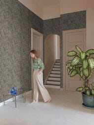 Обои виниловые на флизелине Grandeco Maison MN 2013 (0,53х10,05) листья, серые (рул.)
