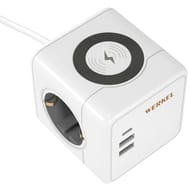Розеточный блок 3-местный + 3 USB + беспроводная зарядка Werkel W6513501, белый