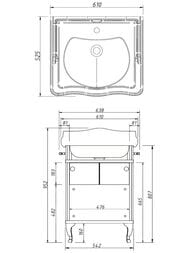 Тумба под раковину Caprigo Борго 60 (610х952х525) напольная, отделка blue 33410-B136