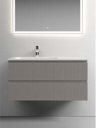 Тумба под раковину SANCOS Snob T (995х445х500) подвесная, левая, два ящика, Doha Soft SNT100LSM