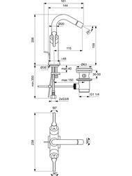 Ideal Standard JOY NEO Смеситель для биде BD441A5 двухзахватный, донный клапан, серый