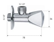 Запорный вентиль 1/2*1/2 Remer 1291212, хром