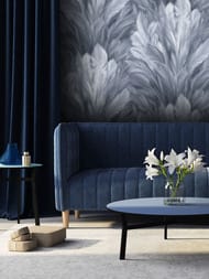 Обои виниловые на флизелине Grandeco Originale (1,06х10,05) листья, синие R167119 (рул.)