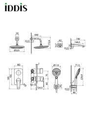 Душевая система IDDIS Ray RAYWT03i68 встраиваемая, излив, верхний/ручной душ, цвет: белый матовый