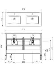 Тумба под раковину Caprigo Альбион Промо 120 grey 1210х864х465 двойная, 4 ящика 33326-В077