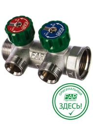 Коллектор регулируемый FAR 1"ВН на 2 отвода 3/4"Н, соед.eurokonus, FK 3821 134