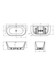 Ванна акриловая BelBagno BB710-1500-750 (1500х750х580) пристенная,полукруглая,белый