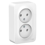 Розетка Systeme Electric BLANCA двойная, без заземления, со шторками, 16А, 250В, белый BLNRA001211