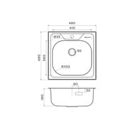 Мойка Omoikiri SARU 48-IN (480х480х180) монтаж врезной, цвет нержавеющая сталь 4993833