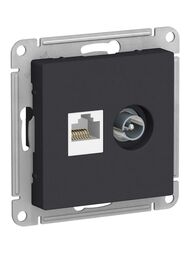 Розетка Systeme Electric ATLASDESIGN двойная компьютерная+ТВ RJ45+TV категория 5E карбон ATN001089