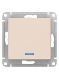 Переключатель Systeme Electric ATLASDESIGN 1-клавишный с подсветкой сх. 6а 10АХ бежевый ATN000263