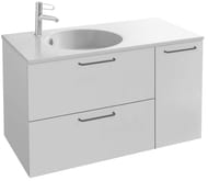 Тумба под раковину Jacob Delafon Odeon Rive Gauche 100см, белый/ручки черные EB2544-R9-N18