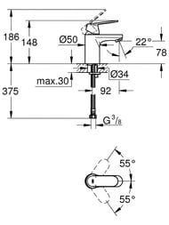 ��������� Grohe EuroSmart Cosmopolitan 32824000 ��� �����������,  ������������� �����,  �/�