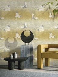 Обои виниловые на флизелине Decori-Decori Zen (1,06х10,05) желтые, животные 72904 (рул)