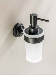Дозатор для жидкого мыла Aquatek Классик AQ4505MB подвесной, стекло матовое, латунь, черный матовый