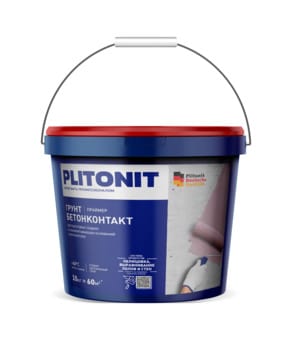 Грунтовка PLITONIT Грунт БетонКонтакт -4,5 адгезионный праймер для гладких оснований, 4,5 кг