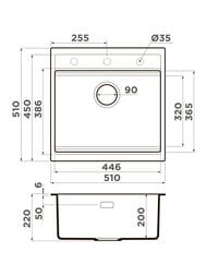 ����� Omoikiri KITAGAWA 51 WH (510�510�220��), ������������, ���� ����� 4993309