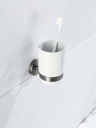 Стакан для зубных щеток Aquatek Бетта AQ4604BGM подвесной, керамика, латунь, цвет: сталь оружейная