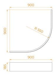 Панель для поддона RGW NР/STYLE-09 (900х900х185) фронтальная, полукруг, акрил, белая 16230410-09