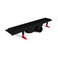 Душевой лоток MIANO BLACK EDITION 500мм, боковой слив D50, решетка HARMONY черная матовая, MS-50HB