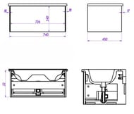 ����� ��� �������� La Fenice Terra Blu grigio 80 �� (740�450�352) ����� ������� FNC-01-TER-BG-80