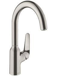 Смеситель Hansgrohe Focus M42 для кухни 220 мм поворотный излив сталь 71802800 — миниатюра 1