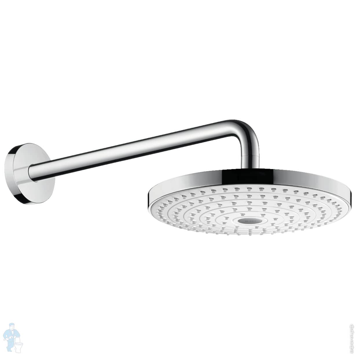Верхний душ Hansgrohe Raindance Select S 240 2jet с держателем 390 мм, белый/хром 26466400 | Афоня.рф, цена 33 610 руб.