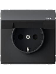 Розетка Systeme Electric ARTGALLERY с заземлением, со шторкой и крышкой, 16А, IP44, карбон GAL441046