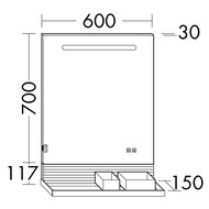 Зеркало Burgbad Fiumo 600х700х30 LED, USB, сенсор, обогрев, рейлинг, панель корица SFXP060FOT52