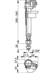 Клапан для унитаза ALCAPLAST A18 3/8" нижняя подводка, металлическая резьба — миниатюра 2