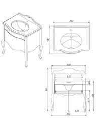 Тумба под раковину Caprigo Бурже 80 bianco antico 800х985х593 под столешницу 11021-011