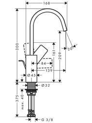Смеситель Hansgrohe Vivenis 75030670 для раковины, поворотный излив 210, сливной гарнитур,мат.черный — изображение 3