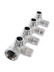 Коллектор запорный FAR 1"ВН на 4 отвода 3/4"Н, (Eurokonus) FK 3873 134