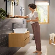 Смеситель для раковины Hansgrohe Rebris E 72581670 однозахват., дон.клапан, излив 242мм, мат.черный