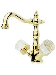 Смеситель Boheme Crystal 292-CRST для раковины, на 1 отверстие,  двухзахватный, золото — миниатюра 1