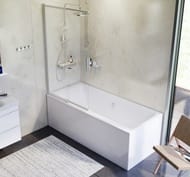Комплект AM.PM Inspire 2.0 WK52EB Ванна 180х80, шторка стекло, душевая система термостат, аксессуары