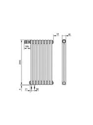Радиатор Zehnder Charleston 2200 двухтрубчатый 9 секций  3370 нижнее подключение RAL 9016