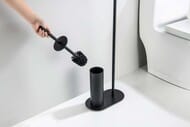Держатель для туалетной бумаги Aquatek Оберон AQ4231MB напольный, с ершиком, цвет: черный матовый
