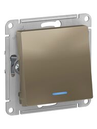 Переключатель Systeme Electric ATLASDESIGN 1-клавишный с подсветкой сх. 6а 10АХ  шампань ATN000563