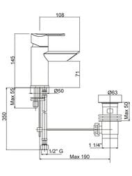 Смеситель CEZARES GARDA-BSM1-01-Cr для биде, однозахватный, с донным клапаном