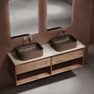 Столешница для ванной комнаты SANCOS Kreman 1600х460, керамогранит, без отв. под смеситель, TT160A2
