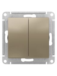 Переключатель Systeme Electric ATLASDESIGN 2-клавишный схема 6 10АХ механизм шампань ATN000565