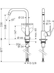 Смеситель Hansgrohe Focus M41 для кухни 260 мм поворотный излив сталь 31820800 — миниатюра 2