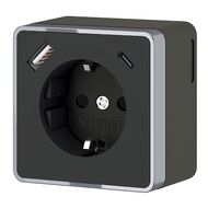 Розетка с заземлением, шторками и USB тип A+C Werkel Gallant W5071735, черный