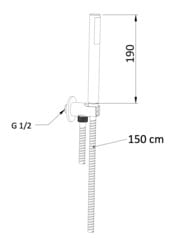 Душевой набор Mariani B22241UM, шланг 1500 мм, держатель, 1 режим, золото брашированное
