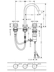 ��������� Axor One 48070000 ��� �������� Select 170, �� 3 ���������, �� ������ push-open, ����